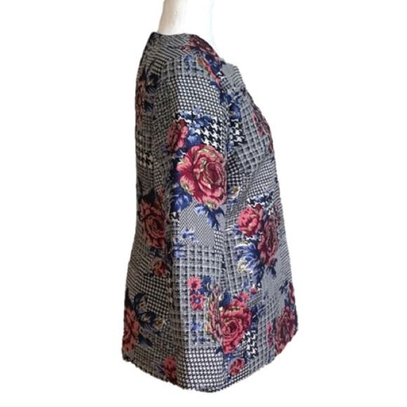 Alfani Blazer Jacket Houndstooth Floral Berry Snap Button Front Medium Petite - Picture 6 of 15